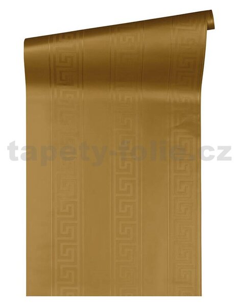 Vliesové tapety na stenu Versace III 93524-2, rozmer 10,05 m x 0,53 m, grécky kľúč zlatý s pruhmi, A.S. Création
