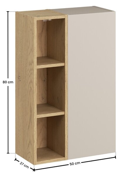 Comad Závesná kúpeľňová skrinka UNI 50 cm kašmírová/dub cremona