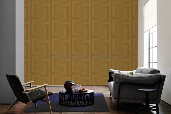 Vliesové tapety na stenu Versace III 93523-2, rozmer 10,05 m x 0,53 m, grécky kľúč zlatý, A.S. Création