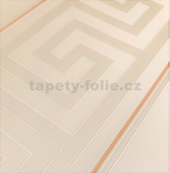 Vliesové tapety na stenu Versace III 93524-1, rozmer 10,05 m x 0,53 m, grécky kľúč biely so zlatými prúžkami, A.S. Création