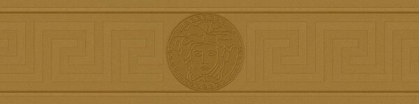 Vliesové bordúry na stenu Versace III 93522-2, rozmer 5 m x 13 cm, hlava medúzy zlatá s gréckym kľúčikom, A.S. Création