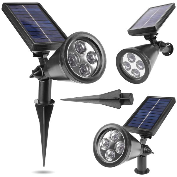 MasterLED Solar: Solárne záhradné svietidlo LED, zapichovacia lampa, krytie IP44, s senzorom súmraku, studená biela (6500K), vonkajšie osvetlenie, čierna