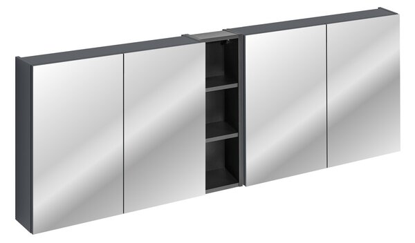 Comad Závesná kúpeľňová skrinka so zrkadlom SantaFe 180 cm tmavomodrá/čierna
