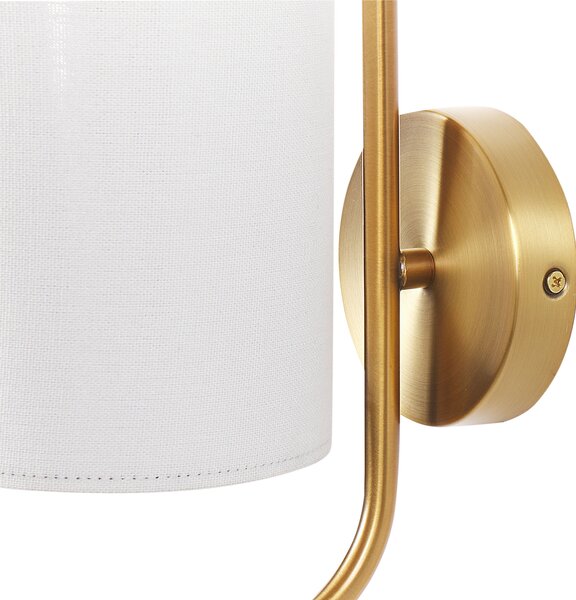 Nástenná lampa biele ľanové tienidlo medený kovový podstavec 30 cm moderné svietidlo glamour štýl