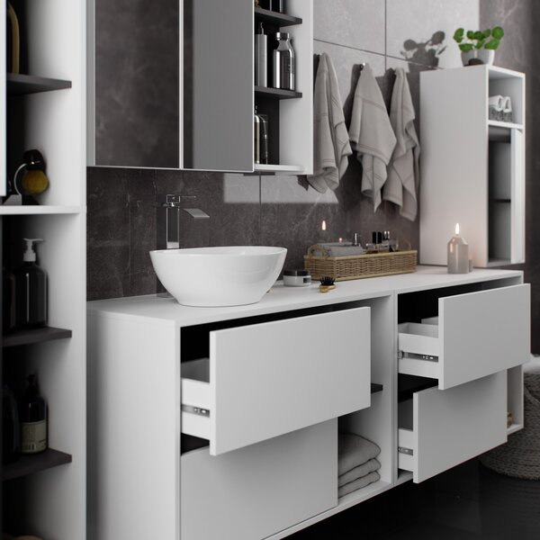 Ak furniture Závesná kúpeľňová skrinka VAMI 35 cm biela/šedý grafit