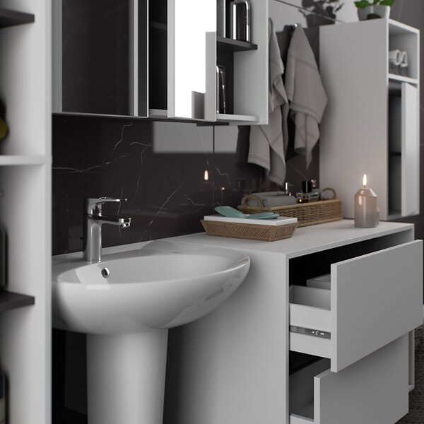 Ak furniture Závesná kúpeľňová skrinka VAMI 35 cm biela/šedý grafit