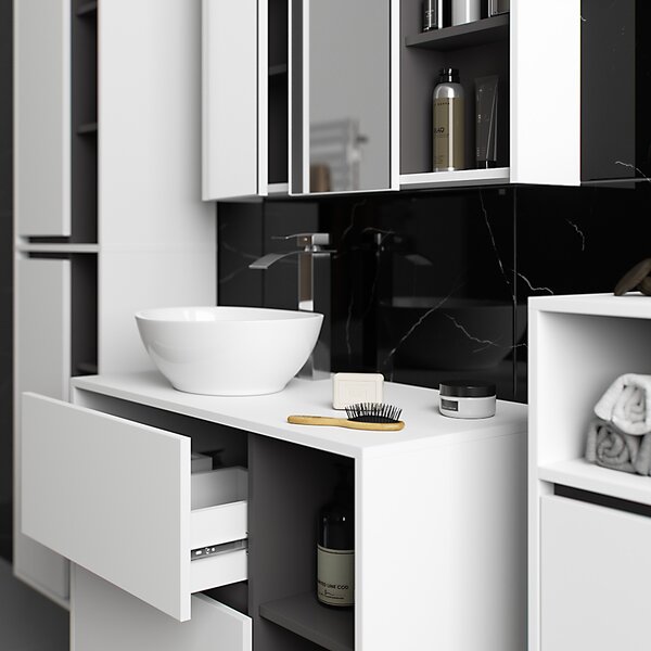 Ak furniture Závesná kúpeľňová skrinka VAMI 35 cm biela/šedý grafit