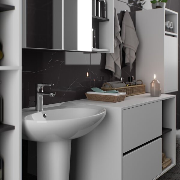Ak furniture Závesná kúpeľňová skrinka VAMI 35 cm biela/šedý grafit