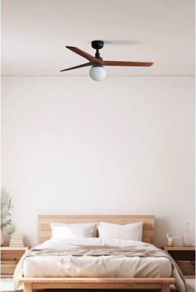 FARO 34277-11L - Stropný ventilátor KLIM M 1xE27/15W/230V orech/čierna + DO