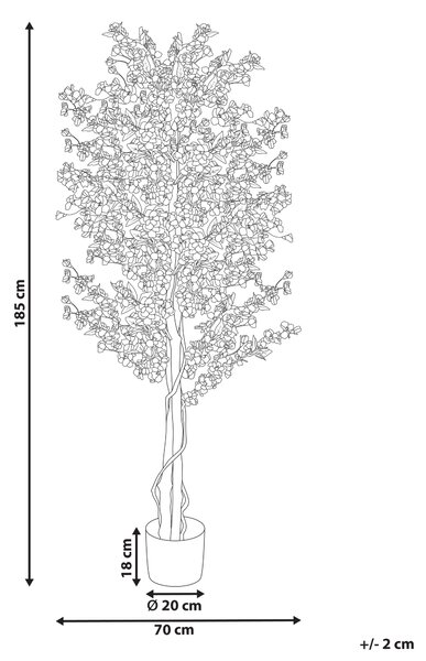 Umelá rastlina v kvetináči ružová čerešňový strom syntetický materiál 185 cm dekoratívny doplnok do interiéru
