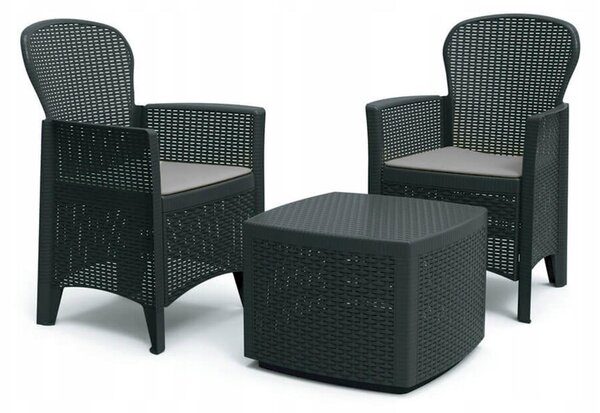 Záhradný a balkónový set Silvertree Strom vrátane vankúšov na sedenie, farba antracit