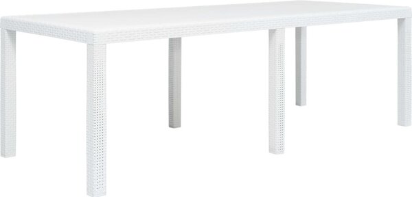 Maison Exclusive - Záhradný stôl biely 220x90x72 cm plastový ratanový vzhľad