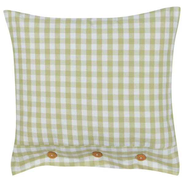 Sada 2 dekoratívnych vankúšov olivovozelený a biely kockovaný vzor 45 x 45 cm gombíky moderný bytový doplnok spálňa obývačka