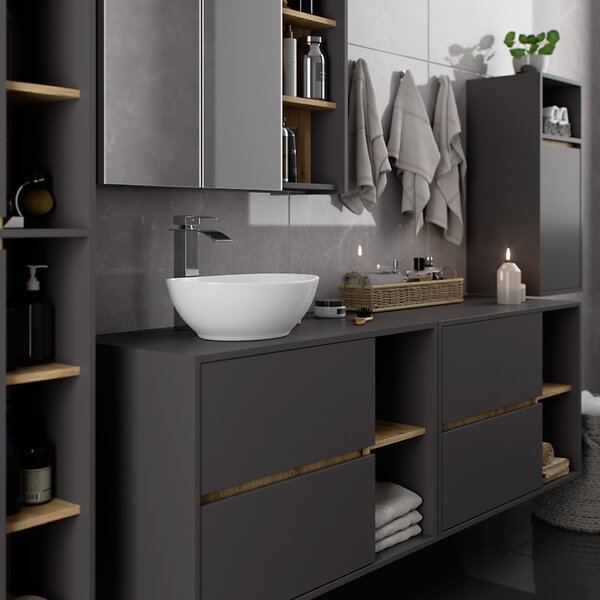 Ak furniture Závesná kúpeľňová skrinka VAMI 35 cm šedý grafit/dub artisan