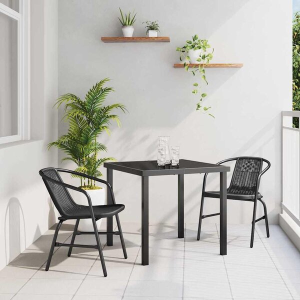 Maison Exclusive – záhradná jedálenská súprava, 3 kusy, čierna, oceľ s práškovou povrchovou úpravou