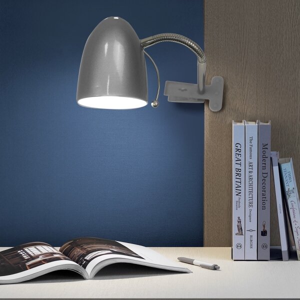 Aigostar - Stolná lampa s klipom 1xE27/11W/230V strieborná/chróm