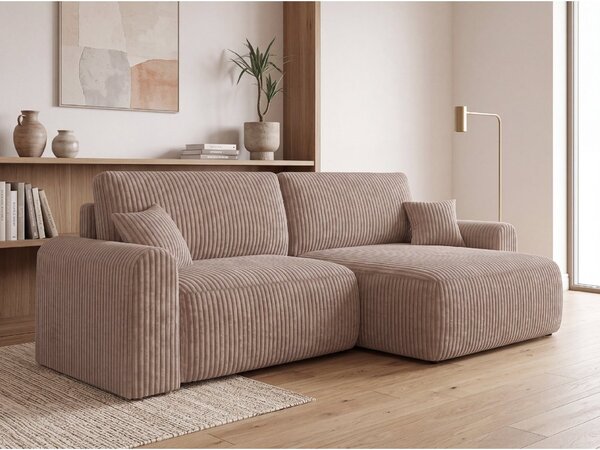 Rozkladacia obojstranná sedacia súprava do L NORDEN TILIA 250x140 cm, svetlohnedá