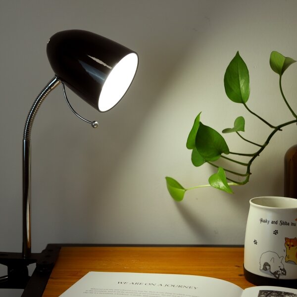 Aigostar - Stolná lampa s klipom 1xE27/11W/230V čierna/chróm