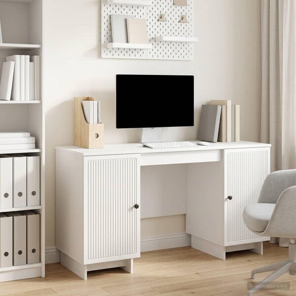 Maison Exclusive – Písací stôl z drevotriesky v bielom lesklom vyhotovení, 142,5 x 50 x 75 cm