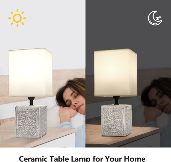 Aigostar - Stolná lampa 1xE14/40W/230V šedá/biela