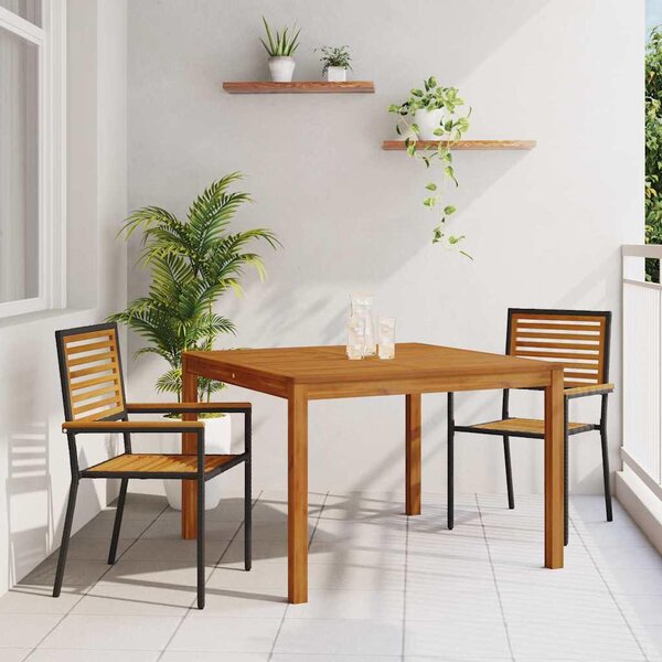 Maison Exclusive – Záhradná jedálenská súprava, 3-dielna, ierna, z masívneho akátového dreva