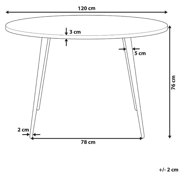 Jedálenský stôl sivý betónový efekt ⌀ 120 cm okrúhly čierne kovové nohy moderný glamour štýl kuchyňa jedáleň