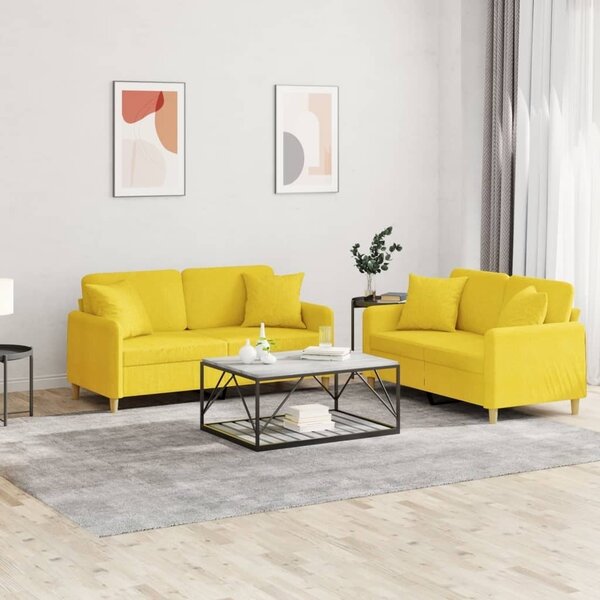 Maison Exclusive – 2-dielna sedacia súprava s vankúšmi, svetložltá látka