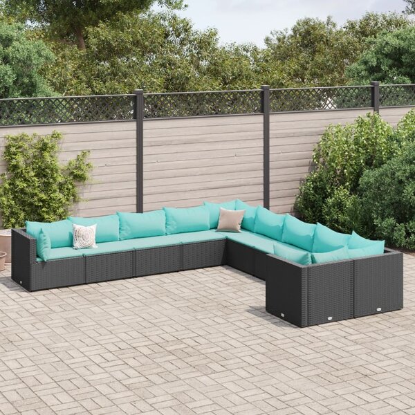Maison Exclusive - 10-dielna záhradná sedacia súprava s vankúmi polyratan ierna