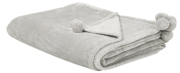 Deka svetlosivá polyester 200 x 220 cm bez vzoru jednofarebná s brmbolcami prikrývka moderný štýl doplnky obývačka spálňa