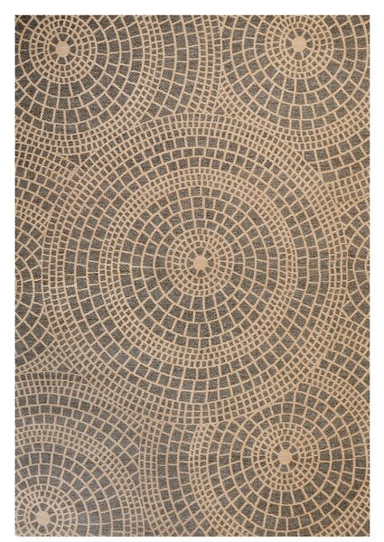 Koberec béžový a sivý jutový 200 x 300 cm obdĺžnikový s geometrickým vzorom s krátkym vlasom boho štýl spálňa obývacia izba