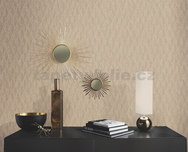 Vliesové tapety na stenu G.M.K. Fashion For Walls 10049-30, rozmer 10,05 m x 0,53 m, lístky zlaté s vrúbkovaním, Erismann