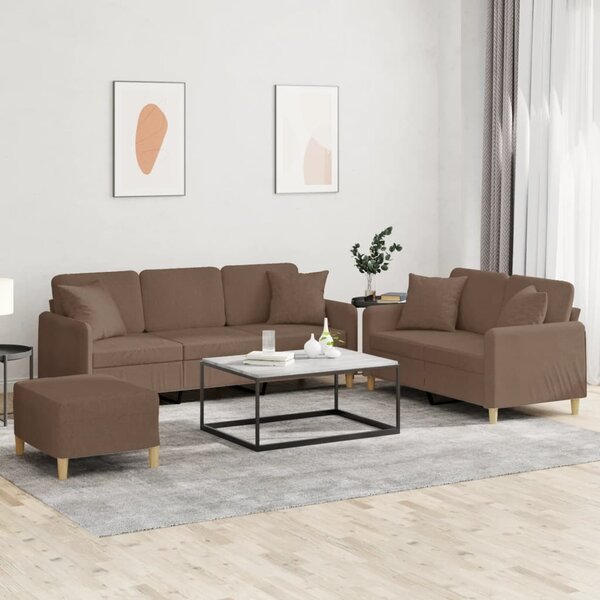 Maison Exclusive – 3-dielna sedacia súprava s vankúšmi, hnedá látka