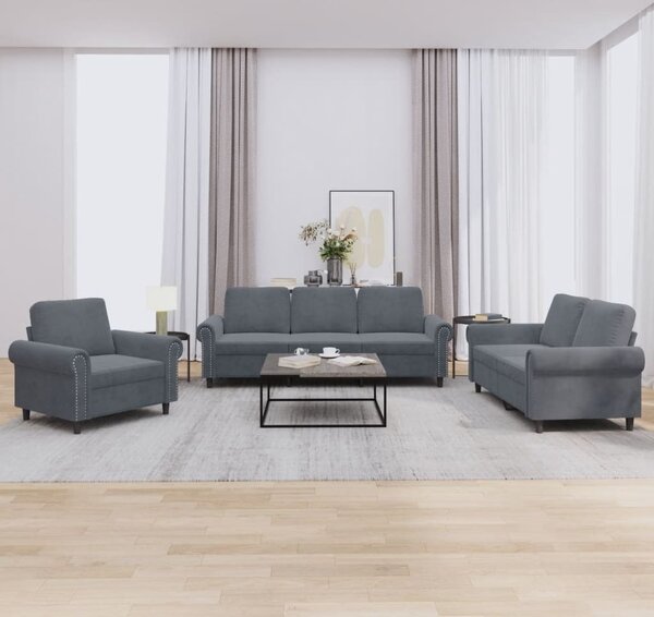Maison Exclusive – 3-dielna sedacia súprava s vankúšmi, tmavošedý zamat