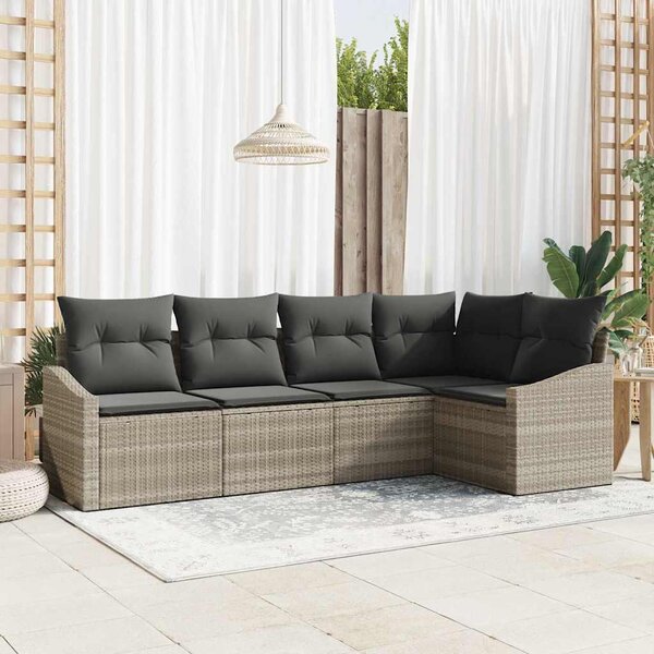 Maison Exclusive – Sedacia súprava, 5 kusov, tmavosivá [syntetický materiál]: Polyratan