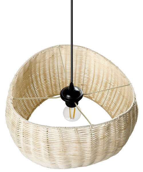 Závesná lampa prírodná ratanové tienidlo železný rám nepravidelný tvar boho štýl osvetlenie