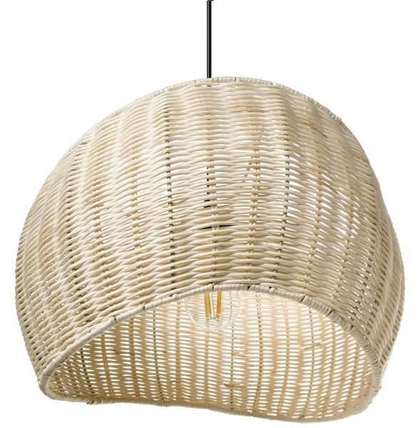Závesná lampa prírodná ratanové tienidlo železný rám nepravidelný tvar boho štýl osvetlenie