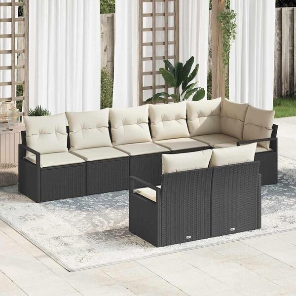 Maison Exclusive – Sedacia súprava, 8 kusov, čierna [syntetický materiál]: Polyratan