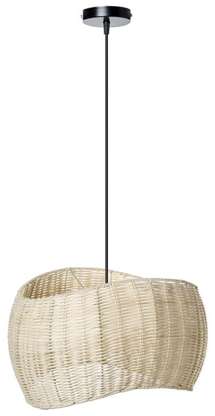 Závesná lampa prírodná ratanové tienidlo železný rám nepravidelný tvar boho štýl osvetlenie