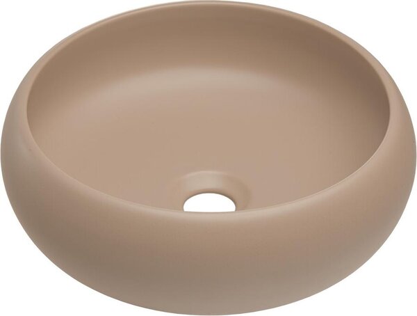 Okrúhle keramické umývadlo na dosku v matnej farbe cappuccino, priemer 36 cm