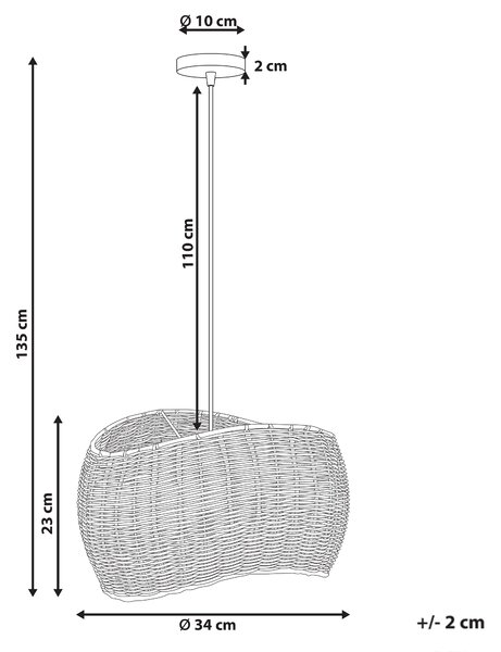 Závesná lampa prírodná ratanové tienidlo železný rám nepravidelný tvar boho štýl osvetlenie