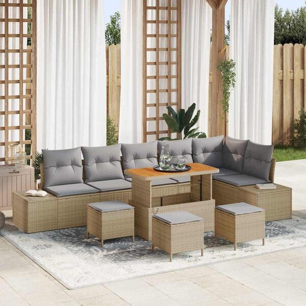 Maison Exclusive - Záhradný nábytok s vankúmi 10 ks Béový Poly-rattan