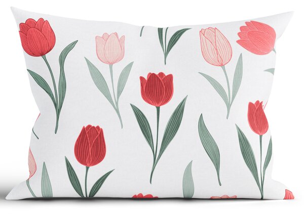 Bavlnená obliečka na vankúš Renforcé 40 × 60 cm - Kvety tulipánov červené