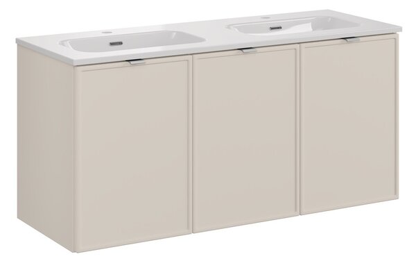 Comad Závesná skrinka Bella Cashmere Fly so zápustnými umývadlami 120 cm kašmír