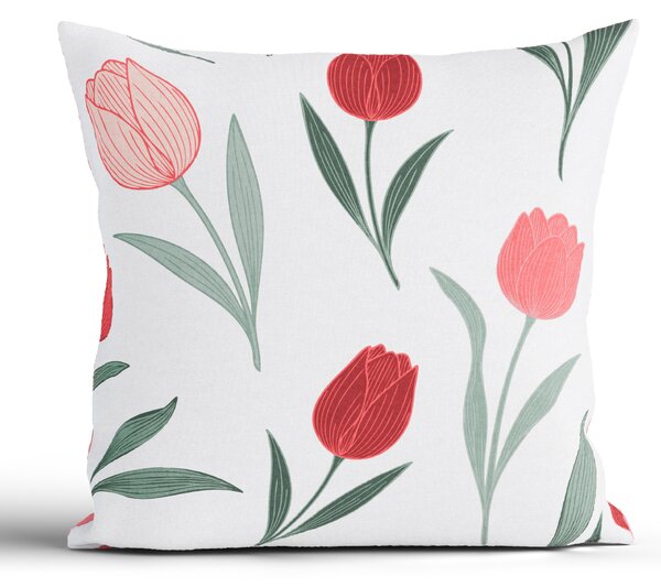 Bavlnená obliečka na vankúš Renforcé 40 × 40 cm - Kvety tulipánov červené