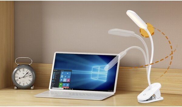 Aigostar - LED Stmievateľná nabíjacia stolná lampa s klipom LED/2,5W/5V 1200mAh biela