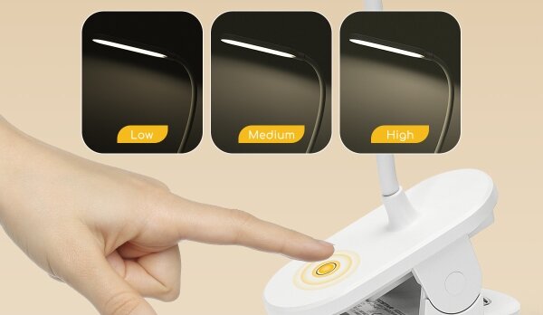 Aigostar - LED Stmievateľná nabíjacia stolná lampa s klipom LED/2,5W/5V 1200mAh biela