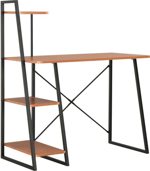 Maison Exclusive – písací stôl s policovou jednotkou, čierna a dubová, 102 × 50 × 117 cm