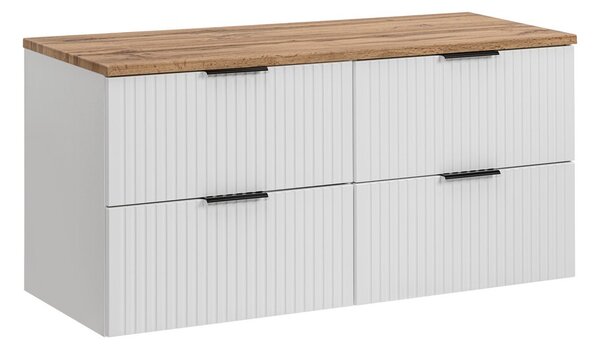 Comad Závesná skrinka Casad s doskou 120 cm biela/dub wotan