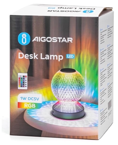 Aigostar-LED RGB Stmievateľná nabíjacia stolná lampa LED/1W/5V 1800mAh 13,5cm + DO