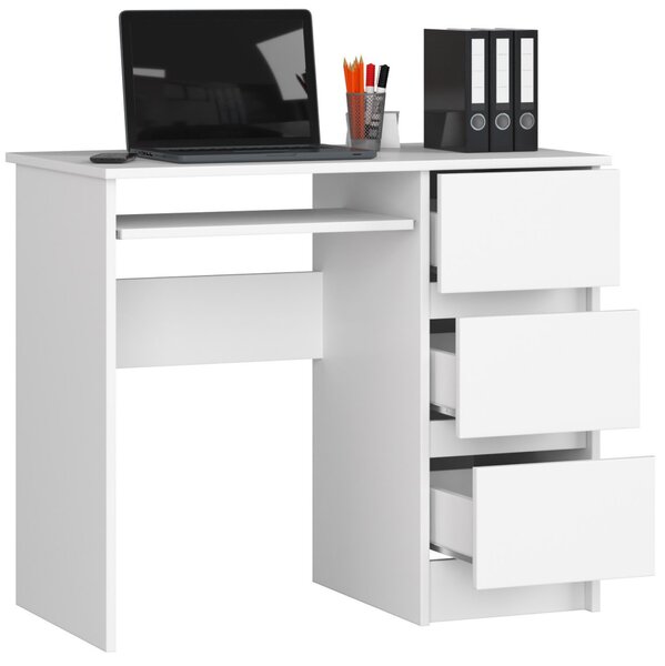 Ak furniture Písací stôl A-6 90 cm biely pravý